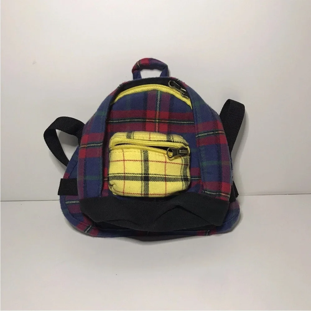 Dog Plaid Backpack with Yellow Accents